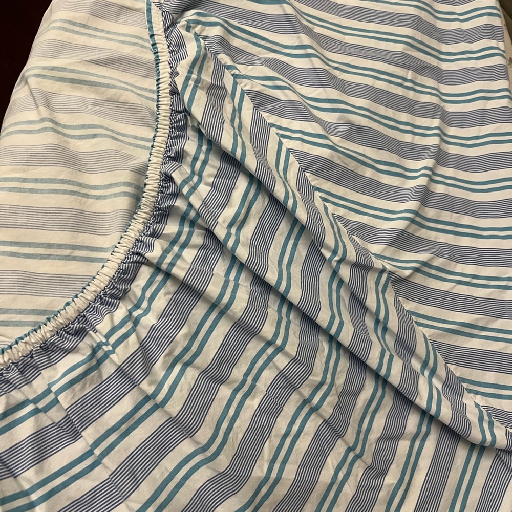 LRL Striped Blue and White Full size Bedding Set - Picture 6 of 16